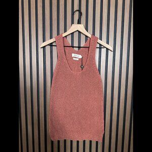 New Indi & Cold Top Medium Womens Teja Pink Crotchet Knit Cami Racer Back